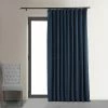 Best Sale 👍 Exclusive Fabrics Midnight Blue Velvet Blackout Extra Wide Curtain (1 Panel) ⌛