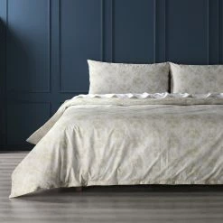 Cheapest 🥰 Exclusive Fabrics Miranda Tan Cotton Percale Printed Reversible Duvet Cover Set ❤️