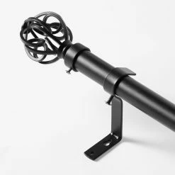 Buy 🎁 Exclusive Fabrics Modern Orb Extendable Metal Rod Set, 52 - 144 Matte Black 😍 -Exclusive Fabrics SHOP Exclusive Fabrics Modern Orb Extendable Metal Rod Set2C 52 144 2