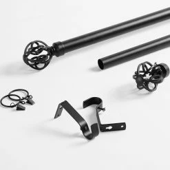 Buy 🎁 Exclusive Fabrics Modern Orb Extendable Metal Rod Set, 52 - 144 Matte Black 😍 -Exclusive Fabrics SHOP Exclusive Fabrics Modern Orb Extendable Metal Rod Set2C 52 144 4
