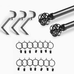 Buy 🎁 Exclusive Fabrics Modern Orb Extendable Metal Rod Set, 52 - 144 Matte Black 😍 -Exclusive Fabrics SHOP Exclusive Fabrics Modern Orb Extendable Metal Rod Set2C 52 144 5