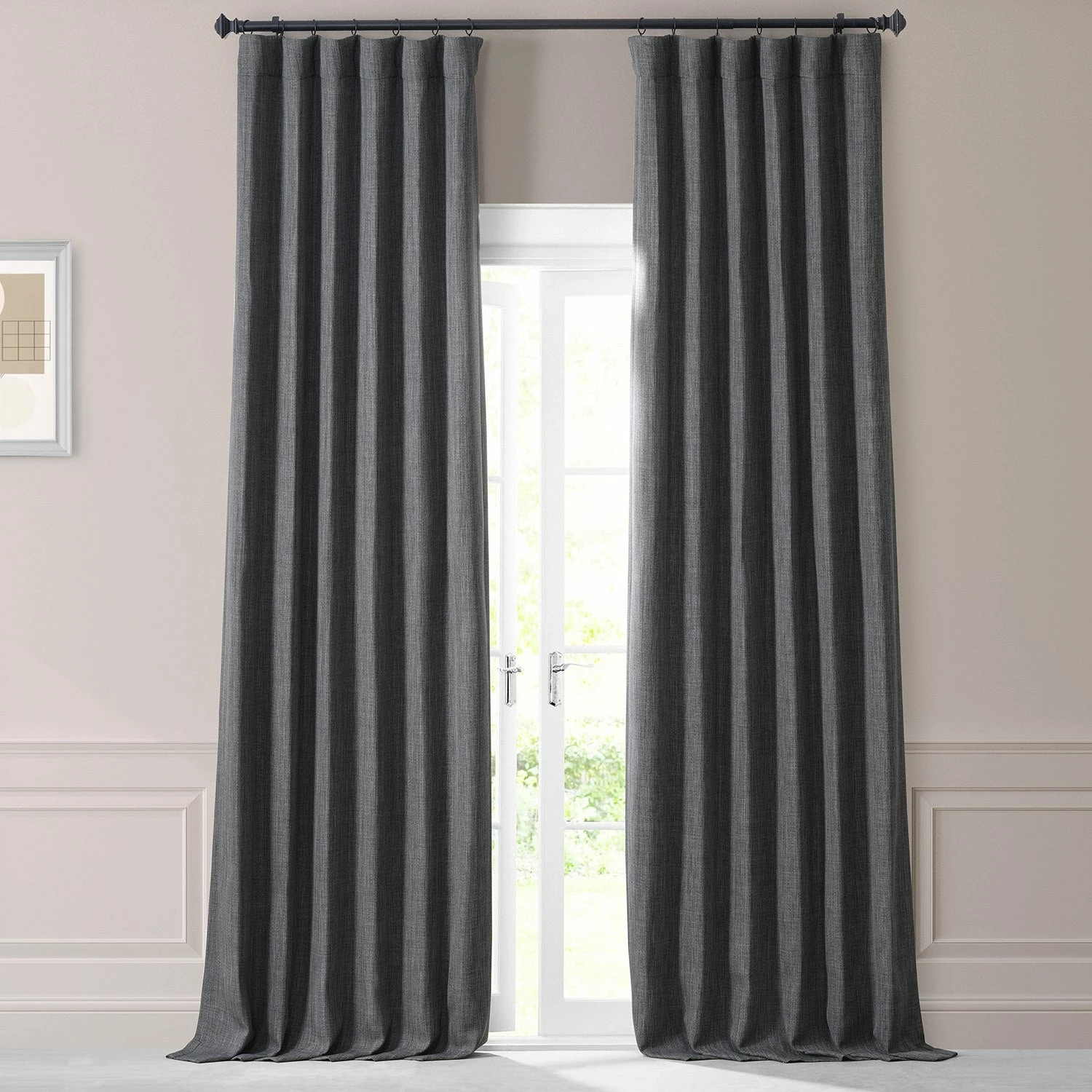 New 💯 Exclusive Fabrics Monochromatic Faux Linen Room Darkening Curtain Pair (2 Panels) Chicago Grey 😉 5 New 💯 Exclusive Fabrics Monochromatic Faux Linen Room Darkening Curtain Pair (2 Panels) Chicago Grey 😉 - Image 3