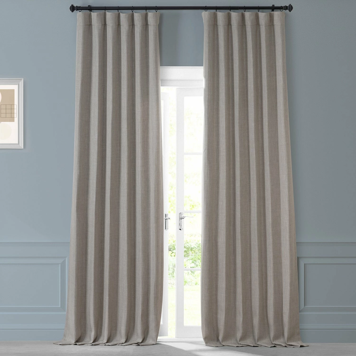 New 💯 Exclusive Fabrics Monochromatic Faux Linen Room Darkening Curtain Pair (2 Panels) Chicago Grey 😉 6 New 💯 Exclusive Fabrics Monochromatic Faux Linen Room Darkening Curtain Pair (2 Panels) Chicago Grey 😉 - Image 4