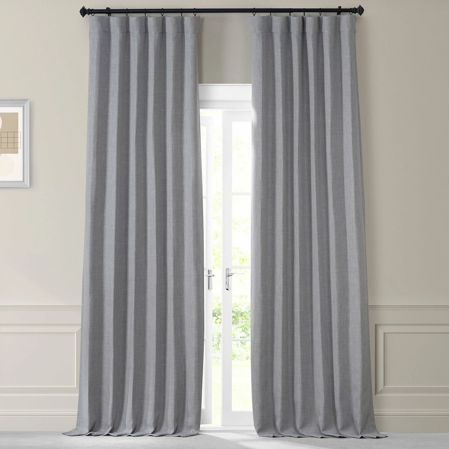 New 💯 Exclusive Fabrics Monochromatic Faux Linen Room Darkening Curtain Pair (2 Panels) Chicago Grey 😉 7 New 💯 Exclusive Fabrics Monochromatic Faux Linen Room Darkening Curtain Pair (2 Panels) Chicago Grey 😉 - Image 5