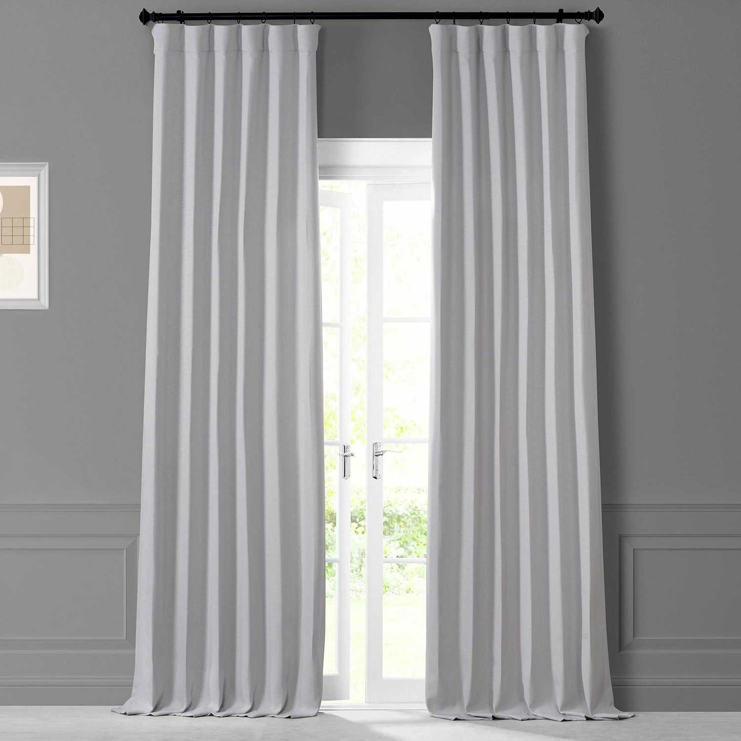 New 💯 Exclusive Fabrics Monochromatic Faux Linen Room Darkening Curtain Pair (2 Panels) Chicago Grey 😉 4 New 💯 Exclusive Fabrics Monochromatic Faux Linen Room Darkening Curtain Pair (2 Panels) Chicago Grey 😉 - Image 2