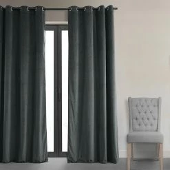 Cheapest 🛒 Exclusive Fabrics Natural Grey Grommet Velvet Blackout Curtain (1 Panel) 🔥 -Exclusive Fabrics SHOP Exclusive Fabrics Natural Grey Grommet Velvet Blackout Curtain 281 Panel29 2