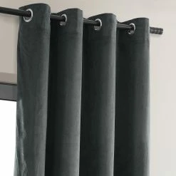 Cheapest 🛒 Exclusive Fabrics Natural Grey Grommet Velvet Blackout Curtain (1 Panel) 🔥 -Exclusive Fabrics SHOP Exclusive Fabrics Natural Grey Grommet Velvet Blackout Curtain 281 Panel29 3
