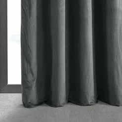 Cheapest 🛒 Exclusive Fabrics Natural Grey Grommet Velvet Blackout Curtain (1 Panel) 🔥 -Exclusive Fabrics SHOP Exclusive Fabrics Natural Grey Grommet Velvet Blackout Curtain 281 Panel29 5