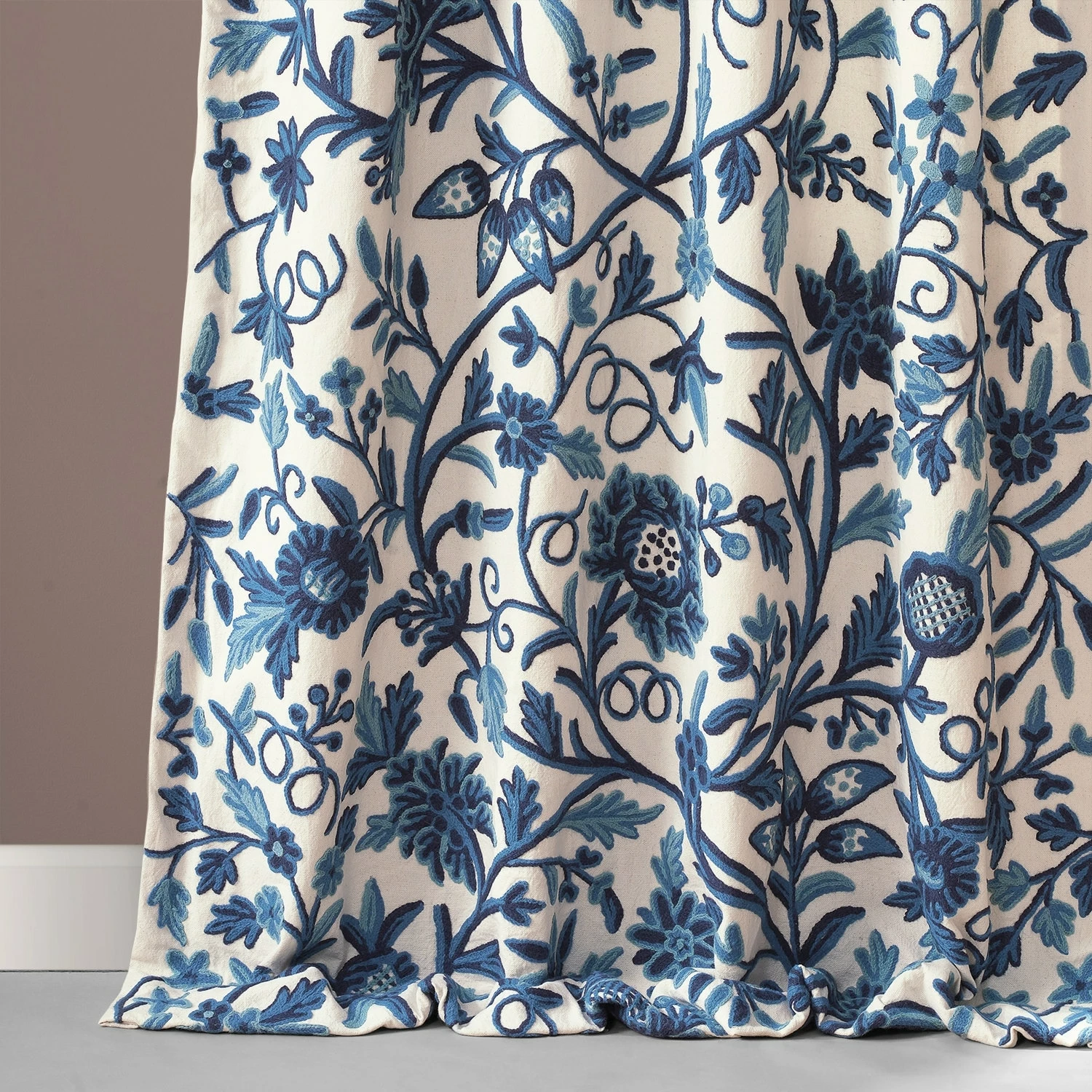 Buy 💯 Exclusive Fabrics Norway Embroidered Cotton Crewel Curtain (1 Panel) 😉 6 Buy 💯 Exclusive Fabrics Norway Embroidered Cotton Crewel Curtain (1 Panel) 😉 - Image 4