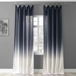 Buy ⌛ Exclusive Fabrics Ombre Faux Linen Semi Sheer Curtain (1 Panel) Ombre Blue 🤩 -Exclusive Fabrics SHOP Exclusive Fabrics Ombre Faux Linen Semi Sheer Curtain 2