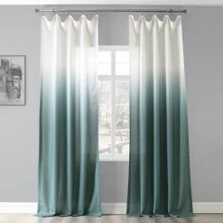 Buy ⌛ Exclusive Fabrics Ombre Faux Linen Semi Sheer Curtain (1 Panel) Ombre Blue 🤩