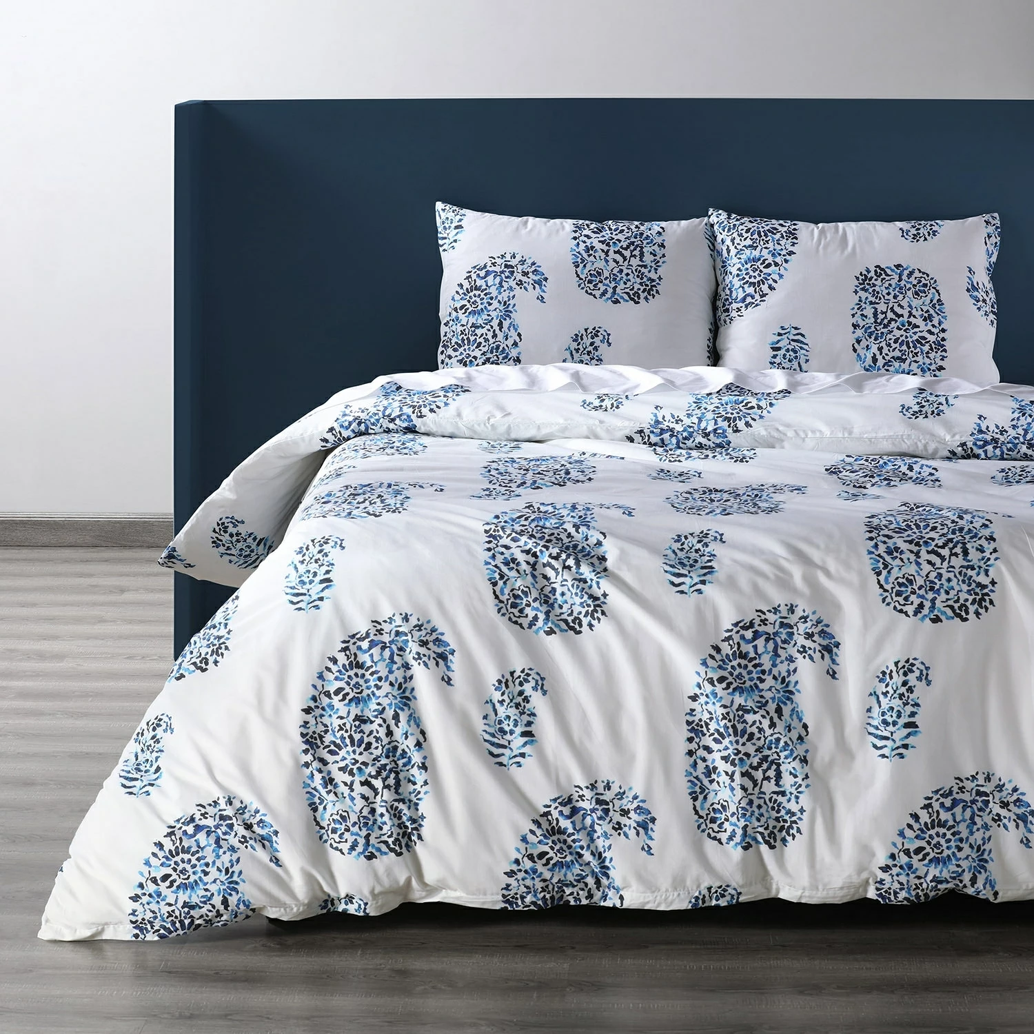 Outlet 🎁 Exclusive Fabrics Paisley Park Blue Cotton Percale Printed Duvet Cover Set 🎁 3 Outlet 🎁 Exclusive Fabrics Paisley Park Blue Cotton Percale Printed Duvet Cover Set 🎁