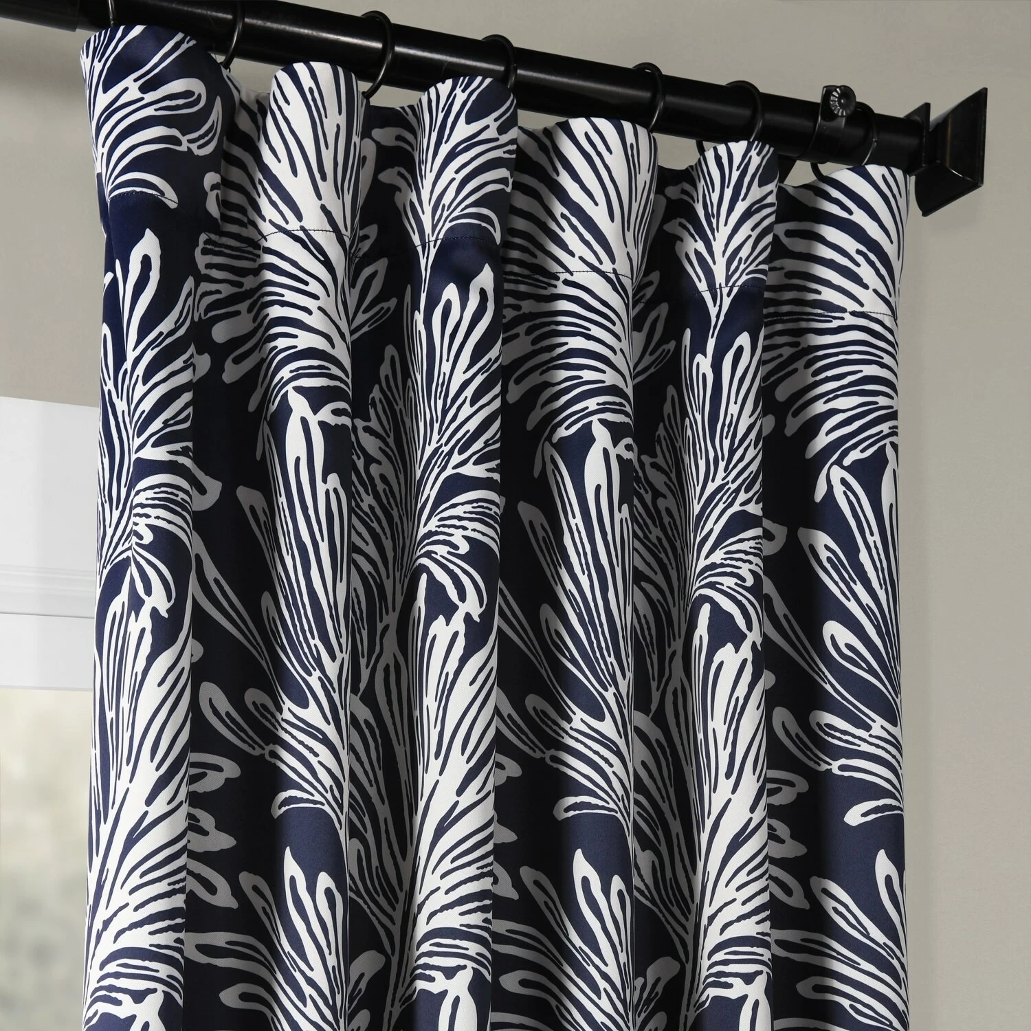 Buy 😍 Exclusive Fabrics Palm Room Darkening Curtain Panel Pair Flora Navy 🤩 4 Buy 😍 Exclusive Fabrics Palm Room Darkening Curtain Panel Pair Flora Navy 🤩 - Image 2