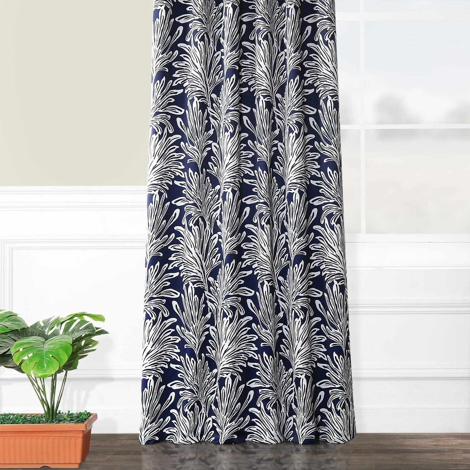 Buy 😍 Exclusive Fabrics Palm Room Darkening Curtain Panel Pair Flora Navy 🤩 7 Buy 😍 Exclusive Fabrics Palm Room Darkening Curtain Panel Pair Flora Navy 🤩 - Image 5