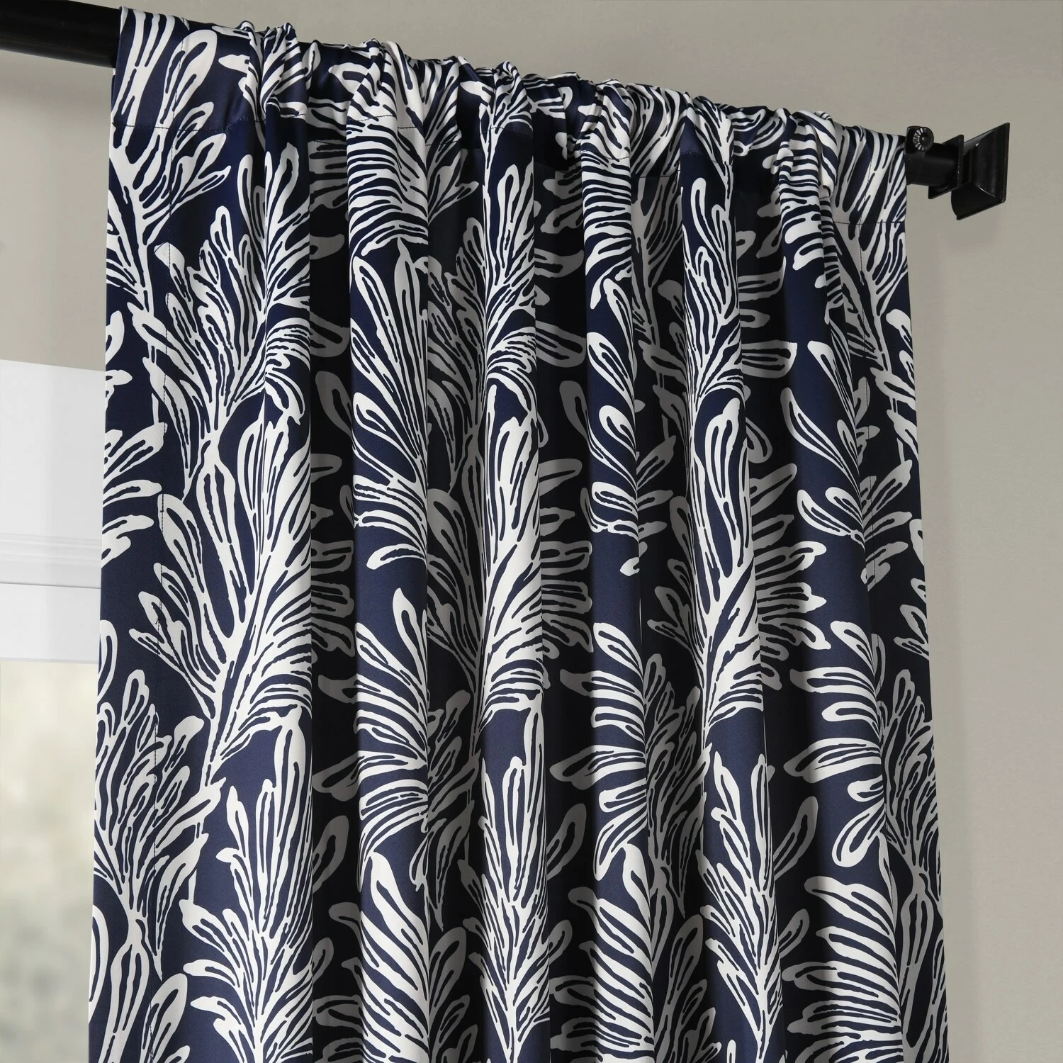 Buy 😍 Exclusive Fabrics Palm Room Darkening Curtain Panel Pair Flora Navy 🤩 5 Buy 😍 Exclusive Fabrics Palm Room Darkening Curtain Panel Pair Flora Navy 🤩 - Image 3