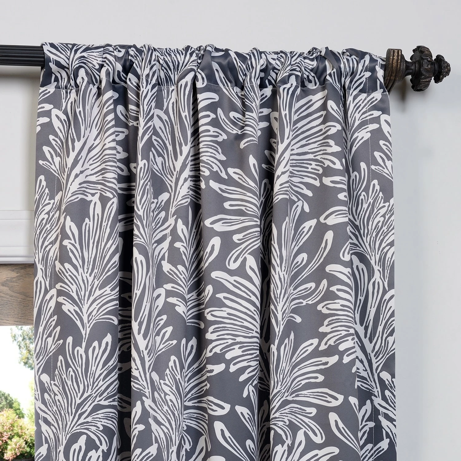 Buy 😍 Exclusive Fabrics Palm Room Darkening Curtain Panel Pair Flora Navy 🤩 14 Buy 😍 Exclusive Fabrics Palm Room Darkening Curtain Panel Pair Flora Navy 🤩 - Image 12