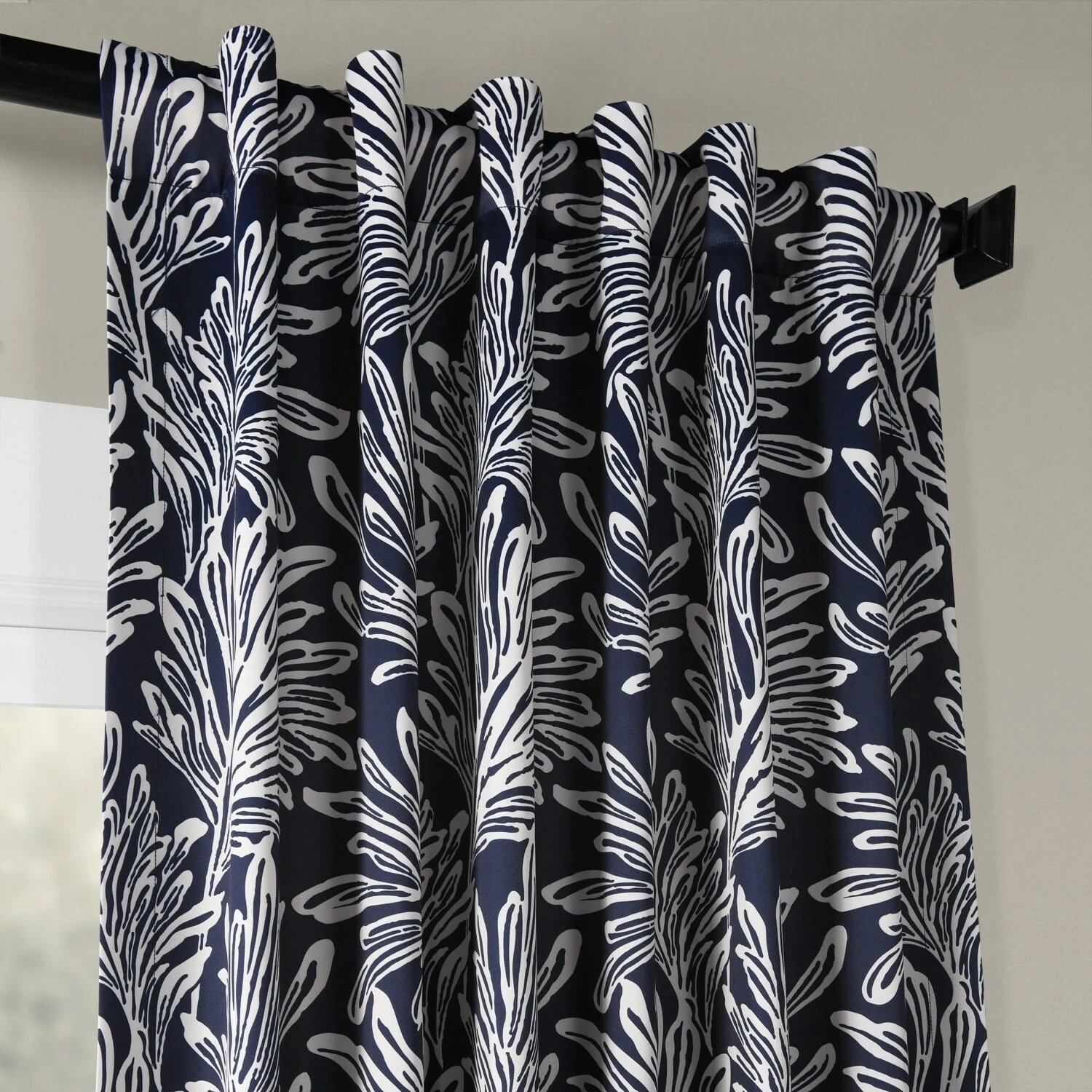 Buy 😍 Exclusive Fabrics Palm Room Darkening Curtain Panel Pair Flora Navy 🤩 6 Buy 😍 Exclusive Fabrics Palm Room Darkening Curtain Panel Pair Flora Navy 🤩 - Image 4