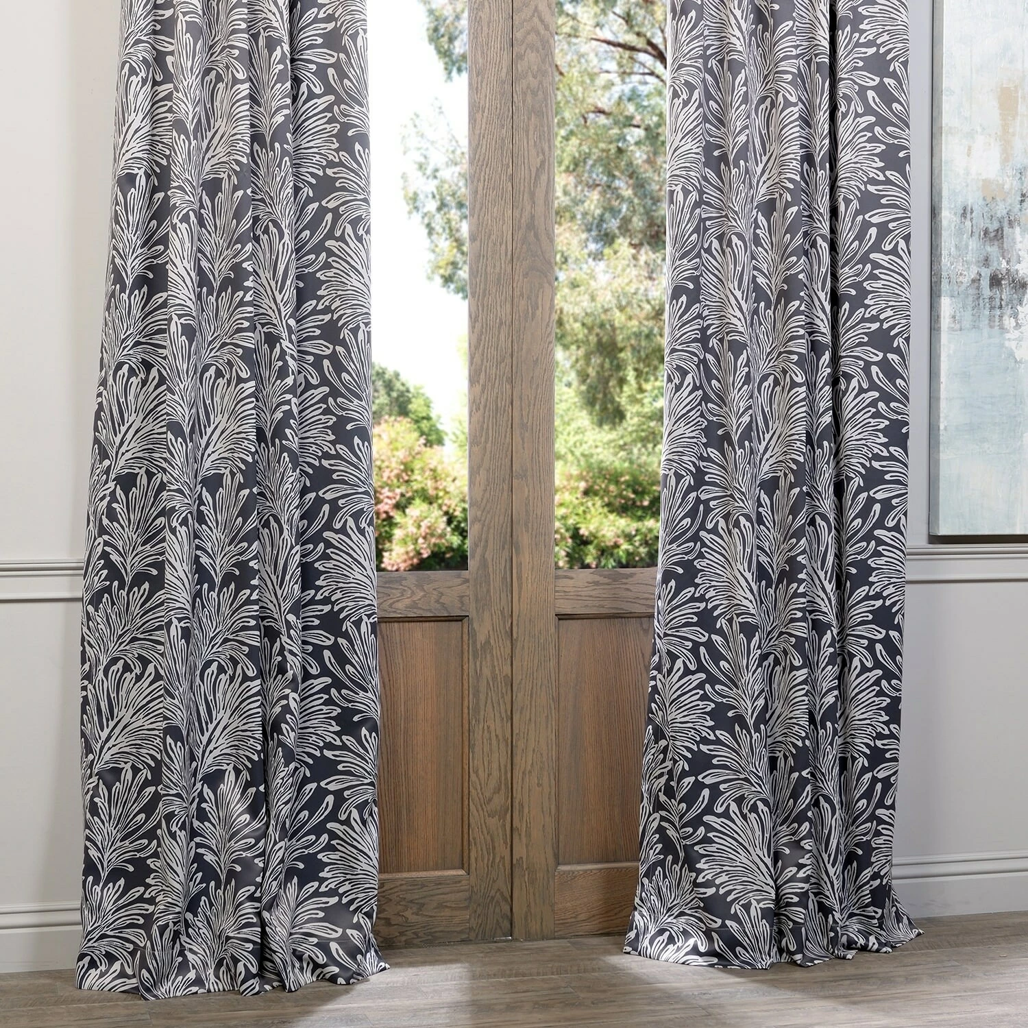 Buy 😍 Exclusive Fabrics Palm Room Darkening Curtain Panel Pair Flora Navy 🤩 17 Buy 😍 Exclusive Fabrics Palm Room Darkening Curtain Panel Pair Flora Navy 🤩 - Image 15