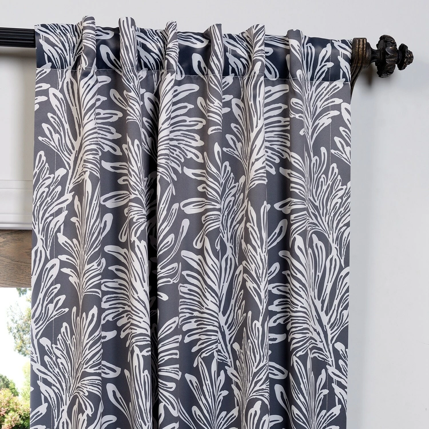 Buy 😍 Exclusive Fabrics Palm Room Darkening Curtain Panel Pair Flora Navy 🤩 15 Buy 😍 Exclusive Fabrics Palm Room Darkening Curtain Panel Pair Flora Navy 🤩 - Image 13