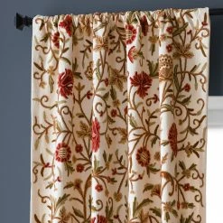 Promo 😍 Exclusive Fabrics Paloma Cotton Embroidered Crewel Curtain (1 Panel) ⌛ -Exclusive Fabrics SHOP Exclusive Fabrics Paloma Cotton Embroidered Crewel Curtain 2