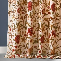 Promo 😍 Exclusive Fabrics Paloma Cotton Embroidered Crewel Curtain (1 Panel) ⌛ -Exclusive Fabrics SHOP Exclusive Fabrics Paloma Cotton Embroidered Crewel Curtain 3