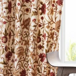 Promo 😍 Exclusive Fabrics Paloma Cotton Embroidered Crewel Curtain (1 Panel) ⌛ -Exclusive Fabrics SHOP Exclusive Fabrics Paloma Cotton Embroidered Crewel Curtain 4