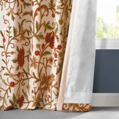 Promo 😍 Exclusive Fabrics Paloma Cotton Embroidered Crewel Curtain (1 Panel) ⌛ -Exclusive Fabrics SHOP Exclusive Fabrics Paloma Cotton Embroidered Crewel Curtain 5