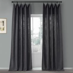 Best deal 👏 Exclusive Fabrics Pebble Weave Faux Linen Curtain (1 Panel) Nightshade Grey 🛒