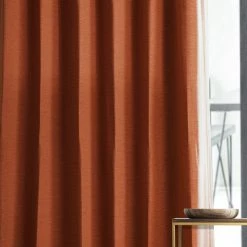 Cheapest 🥰 Exclusive Fabrics Persimmon Bellino Room Darkening Curtain (1 Panel) 😀 -Exclusive Fabrics SHOP Exclusive Fabrics Persimmon Bellino Blackout Curtain Panel 5