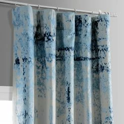 Flash Sale 🥰 Exclusive Fabrics Raindrops Printed Linen Textured Blackout Curtain (1 Panel) Raindrops Blue ❤️ -Exclusive Fabrics SHOP Exclusive Fabrics Raindrops Printed Linen Textured Blackout Curtain 281 Panel29 3