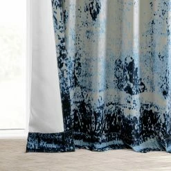 Flash Sale 🥰 Exclusive Fabrics Raindrops Printed Linen Textured Blackout Curtain (1 Panel) Raindrops Blue ❤️ -Exclusive Fabrics SHOP Exclusive Fabrics Raindrops Printed Linen Textured Blackout Curtain 281 Panel29 8