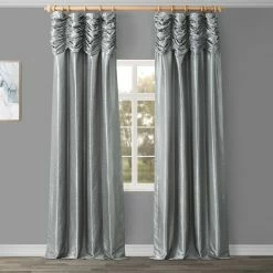 Best reviews of 🌟 Exclusive Fabrics Ex. Fabrics Ruched Textured Faux Dupioni Silk Curtain (1 Panel) Ice 🎉 -Exclusive Fabrics SHOP Exclusive Fabrics Ruched Vintage Textured Faux Dupioni Silk Curtain