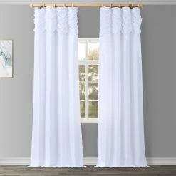 Best reviews of 🌟 Exclusive Fabrics Ex. Fabrics Ruched Textured Faux Dupioni Silk Curtain (1 Panel) Ice 🎉