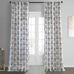 Hot Sale 😀 Exclusive Fabrics Sago Printed Cotton Curtain (1 Panel) Sago Black Ink ✨ -Exclusive Fabrics SHOP Exclusive Fabrics Sago Printed Cotton Curtain Panel 1