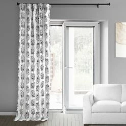 Hot Sale 😀 Exclusive Fabrics Sago Printed Cotton Curtain (1 Panel) Sago Black Ink ✨ -Exclusive Fabrics SHOP Exclusive Fabrics Sago Printed Cotton Curtain Panel 4