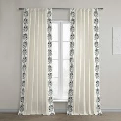 Best deal 😀 Exclusive Fabrics Sago Solid Cotton Bordered Curtain (1 Panel) Sago Black 😉