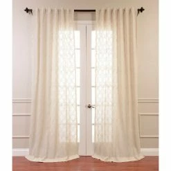 New 😍 Exclusive Fabrics Saida Embroidered Faux Linen Sheer Curtain (1 Panel) Natural ❤️