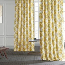 Deals 🔥 Exclusive Fabrics Sandlewood Printed Cotton Curtain (1 Panel) Sandlewood Gold 🎉 -Exclusive Fabrics SHOP Exclusive Fabrics Sandlewood Printed Cotton Curtain Panel 1