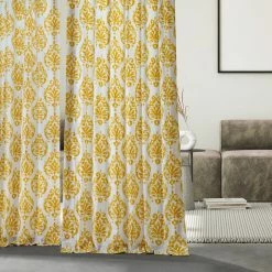 Deals 🔥 Exclusive Fabrics Sandlewood Printed Cotton Curtain (1 Panel) Sandlewood Gold 🎉 -Exclusive Fabrics SHOP Exclusive Fabrics Sandlewood Printed Cotton Curtain Panel 3