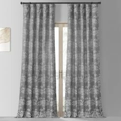 Best Pirce 🧨 Exclusive Fabrics Sequoia Faux Silk Jacquard Curtain (1 Panel) Sequoia Silver Grey 🎁 -Exclusive Fabrics SHOP Exclusive Fabrics Sequoia Faux Silk Jacquard Curtain 3