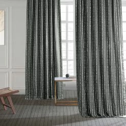 Cheapest ⭐ Exclusive Fabrics Sharkskin Printed Cotton Curtain (1 Panel) Sharkskin Black Stripe ❤️ -Exclusive Fabrics SHOP Exclusive Fabrics Sharkskin Printed Cotton Curtain Panel 3
