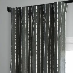 Cheapest ⭐ Exclusive Fabrics Sharkskin Printed Cotton Curtain (1 Panel) Sharkskin Black Stripe ❤️ -Exclusive Fabrics SHOP Exclusive Fabrics Sharkskin Printed Cotton Curtain Panel 6