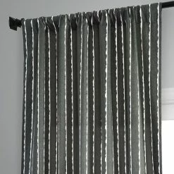 Cheapest ⭐ Exclusive Fabrics Sharkskin Printed Cotton Curtain (1 Panel) Sharkskin Black Stripe ❤️ -Exclusive Fabrics SHOP Exclusive Fabrics Sharkskin Printed Cotton Curtain Panel 7
