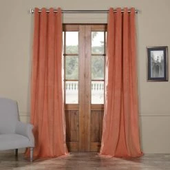 Cheap ✔️ Exclusive Fabrics Signature Blackout Velvet Grommet Curtain Panel (1 Panel) Amber Gold 👍 -Exclusive Fabrics SHOP Exclusive Fabrics Signature Blackout Velvet Grommet Top Curtain Panel 3