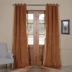 Cheap ✔️ Exclusive Fabrics Signature Blackout Velvet Grommet Curtain Panel (1 Panel) Amber Gold 👍 -Exclusive Fabrics SHOP Exclusive Fabrics Signature Blackout Velvet Grommet Top Curtain Panel 8
