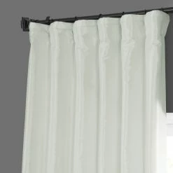 Budget 🛒 Exclusive Fabrics Signature Cream Faux Silk Taffeta Curtain (1 Panel) 🧨 -Exclusive Fabrics SHOP Exclusive Fabrics Signature Cream Faux Silk Taffeta Curtain Panel 2