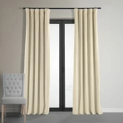 Best deal 🔔 Exclusive Fabrics Signature Light Beige Velvet Curtain (1 Panel) Alabaster Beige ✔️