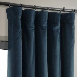 Deals 💯 Exclusive Fabrics Signature Midnight Blue Velvet Blackout Curtain Panel 🥰 -Exclusive Fabrics SHOP Exclusive Fabrics Signature Midnight Blue Velvet Blackout Single Curtain 281 Panel29 3