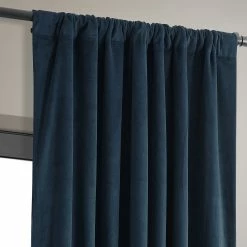 Deals 💯 Exclusive Fabrics Signature Midnight Blue Velvet Blackout Curtain Panel 🥰 -Exclusive Fabrics SHOP Exclusive Fabrics Signature Midnight Blue Velvet Blackout Single Curtain 281 Panel29 4