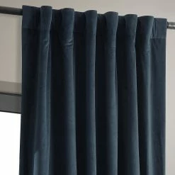 Deals 💯 Exclusive Fabrics Signature Midnight Blue Velvet Blackout Curtain Panel 🥰 -Exclusive Fabrics SHOP Exclusive Fabrics Signature Midnight Blue Velvet Blackout Single Curtain 281 Panel29 5